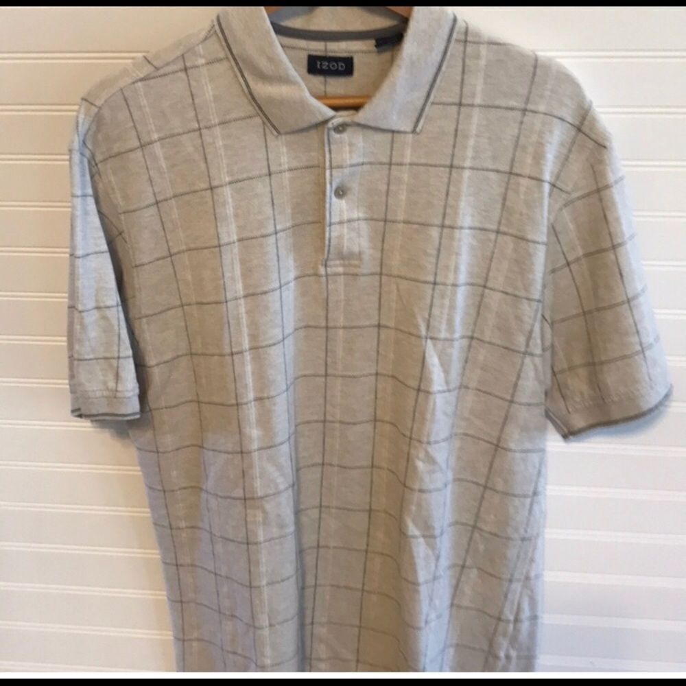 MENS LARGE IZOD Short Sleeved Shirt Tan & Black